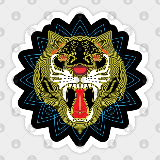 Polygonal Yellow Tiger Sticker by tolaloli